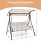 Costway 3-Person Hammock Chair Patio Porch Swing with Adjustable Canopy, Removable Cushion